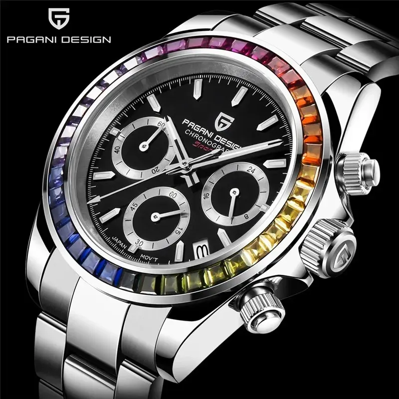 Pagani Design PD-1644 Daytona Rainbow Black Dial Men's Watch